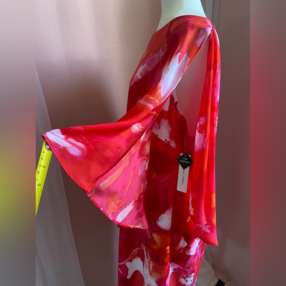 NWT Sandra Darren Art To Wear Sunset Midi Ruffle Flow‎ Sleeve Shawl Dress: BB59 - Picture 4 of 13